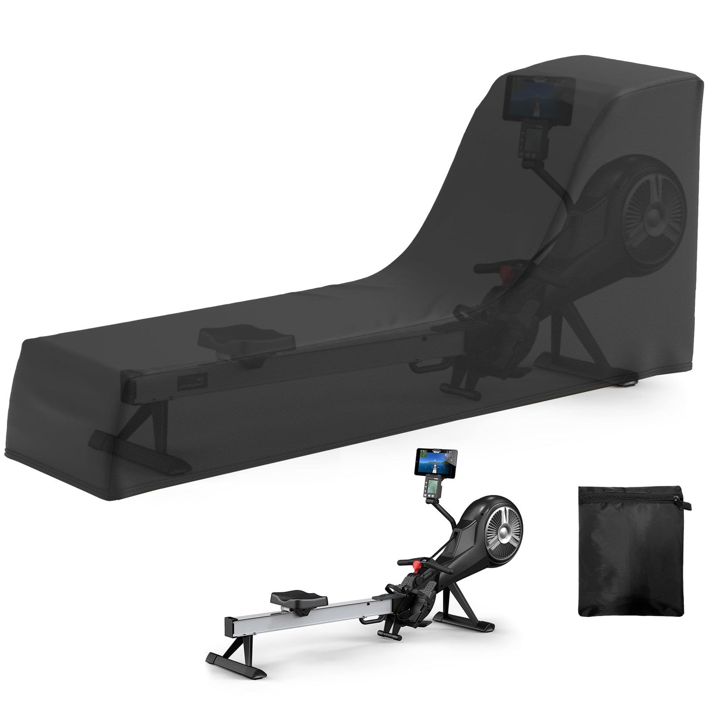 Gasadar Rowing Machine Cover for Concept 2 Fitness Equipment Outdoor Waterproof Sports Rowing Machine Cover with Adjustable Drawstrings and Windproof Buckle 95" L x 24" W x 40" H Black