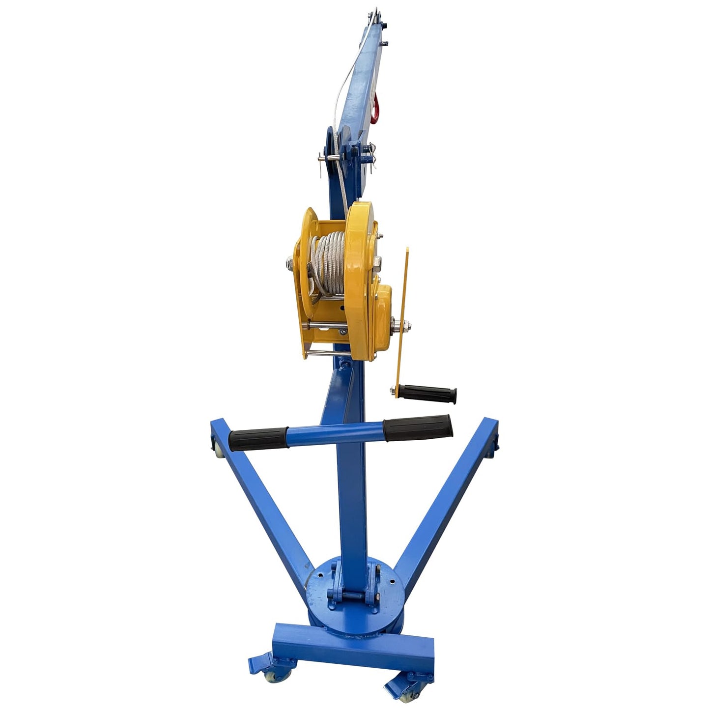 JARYANNIX Portable Folding Mini Crane Small Hoist Heavy-Duty Manganese Steel Lift with Rolling Casters for Construction, Warehousing Truck Loading 1100LBS Capacity