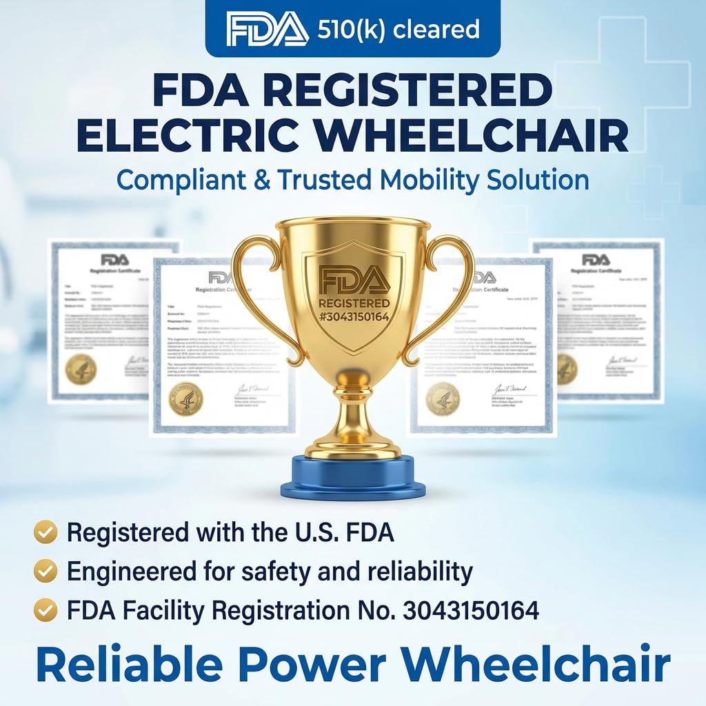 Electric Wheelchair for Adults – Foldable & Portable | 500W Dual Motors, Motorized Power Wheelchair, 15+ Travel Range, 300 lbs Capacity, Comfortable & Safe for Seniors (Orange)