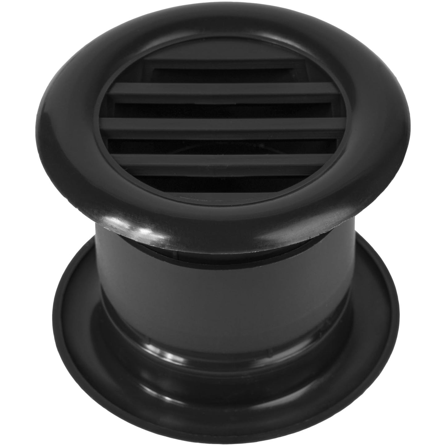 Vent Systems 1.5" Inch Round Door Vent Cover - 2 Pack - Black Plastic Mini Circular Grille with Dual-Sided Louvers - Durable Snap-In Register for Indoor Airflow - Ideal for Cabinet, Closet Ventilation