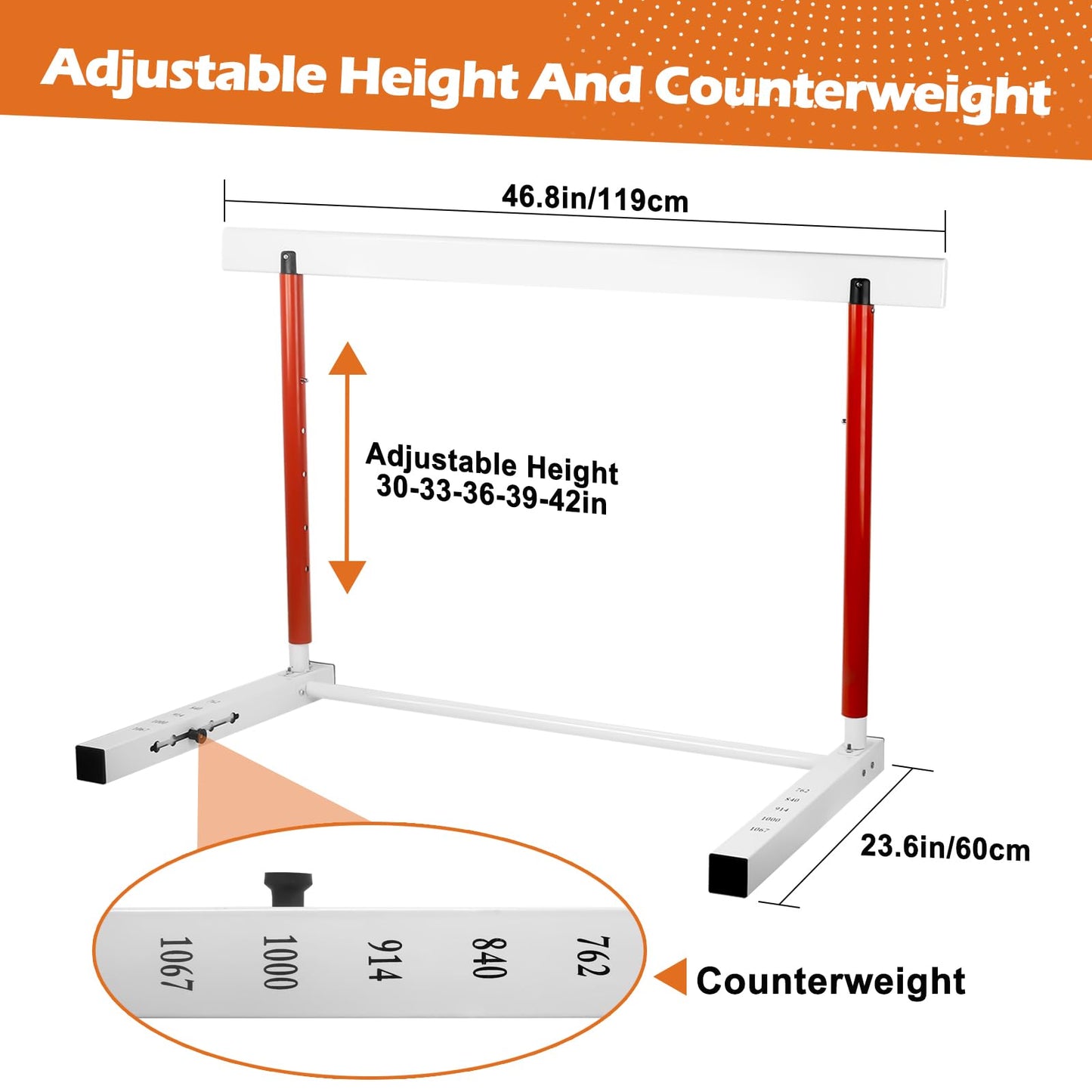 NELOMO Adjustable Hurdle Training Hurdle Track and Field Equipment Professional Track and Field Hurdles with Counterweight for Personal Training Track and Field Competition (2)