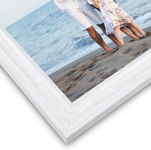 LaVie Home 5x7 Picture Frame - Rustic Distressed White Design with High Definition Glass for Wall & Table Display