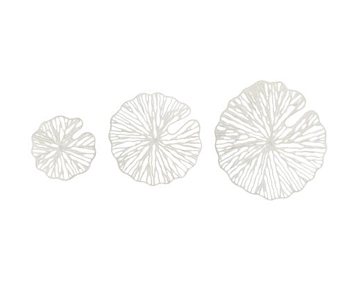 Creative Co-Op Handmade White Coral Shaped Paper & Metal Wall Décor (Set of 3 Sizes)