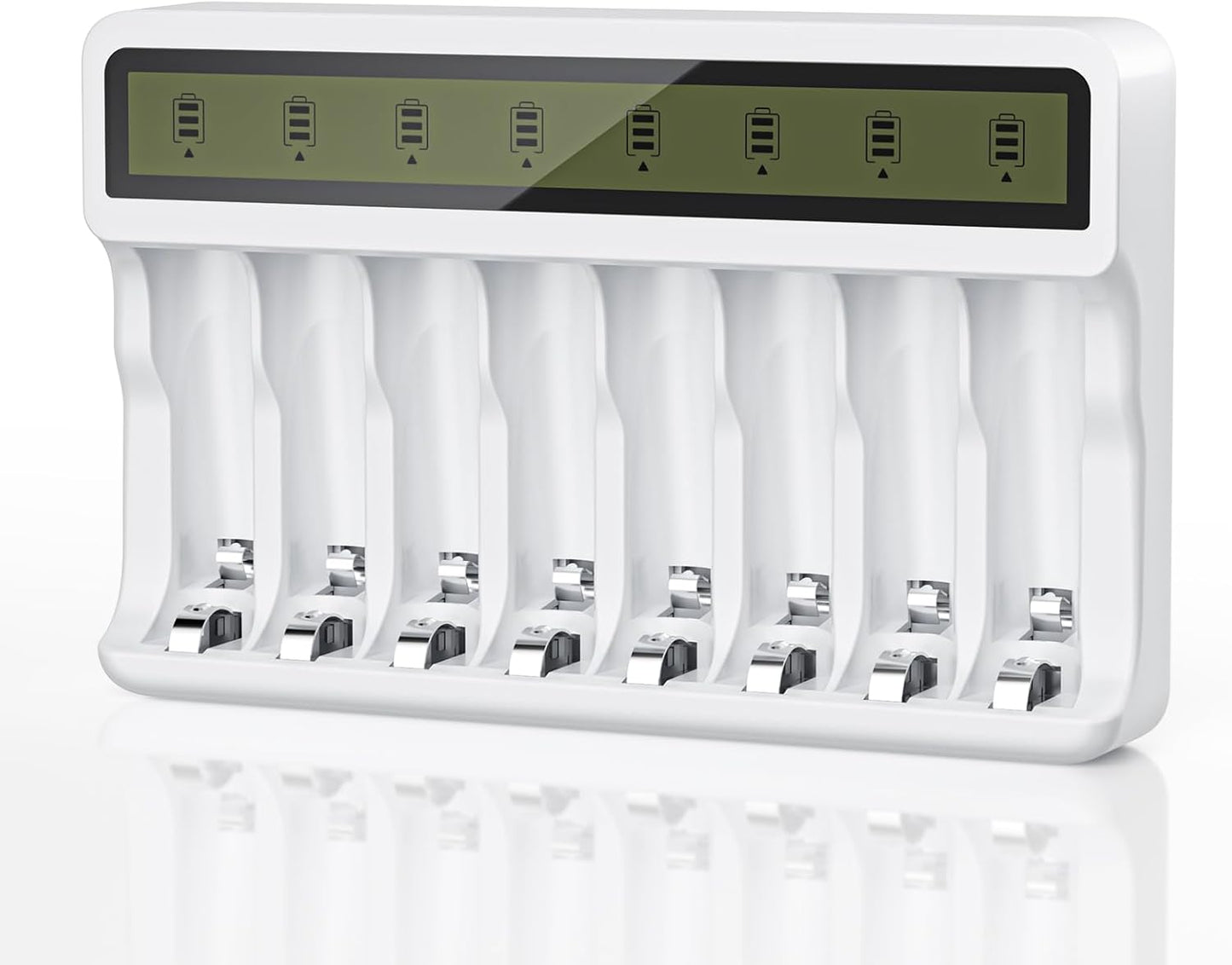 TWINSDUCK 8-Slot AA AAA Battery Charger, Smart LCD Display & Fast Charging for NiMH/NiCd (Micro USB Powered)