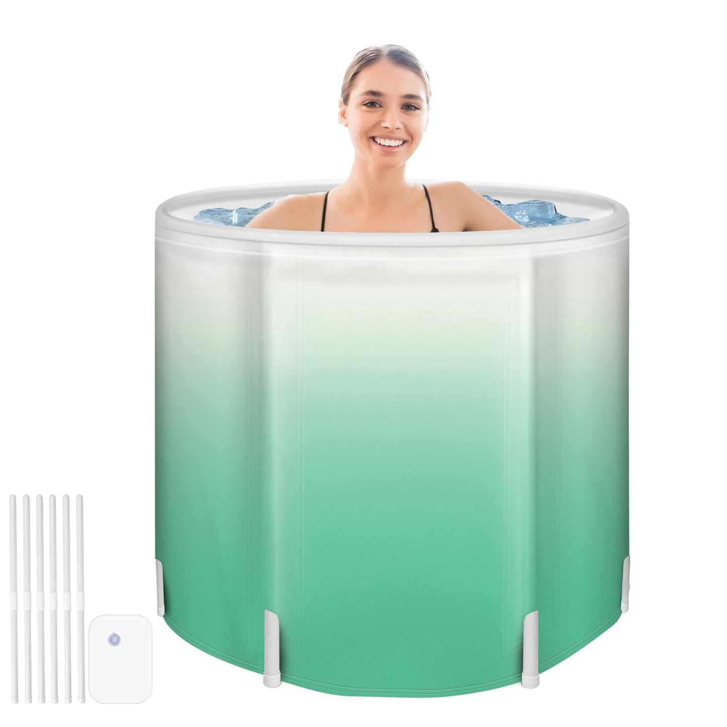 KAERMU Portable Foldable Bathtub - Create Your Spa Anywhere for Adventure & Relaxation | Collapsible Adult Soaking Tub for Camping, Van Life, Apartments | Durable, Leak-Proof PVC (Green Gradient)