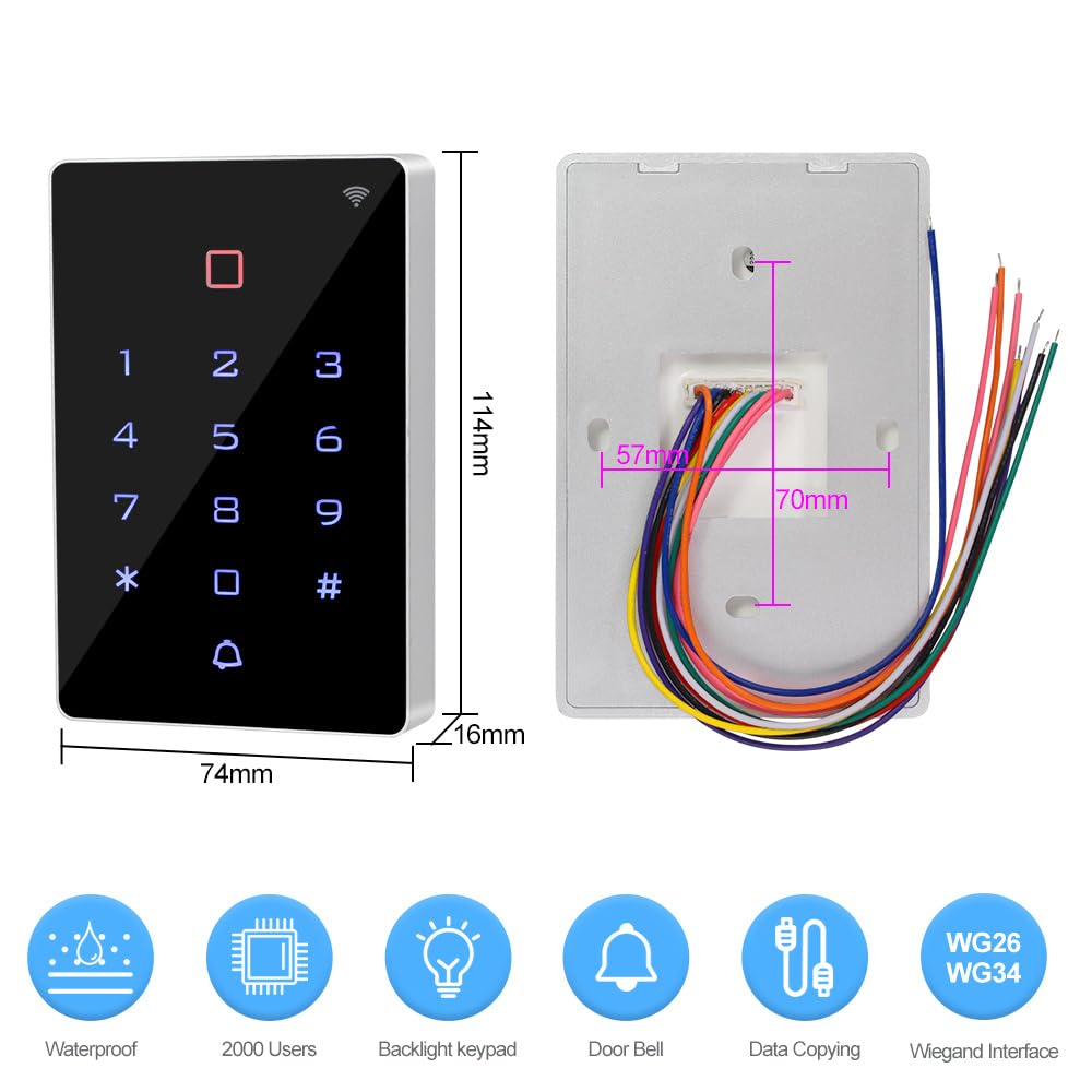This WiFi-Enabled Graffiti Access Control System Features a Complete Waterproof RFID keypad, a 180kg/350lb electromagnetic Lock, a DC12V/3A Power Supply, an exit Button, and 10 125kHz Key Tags.