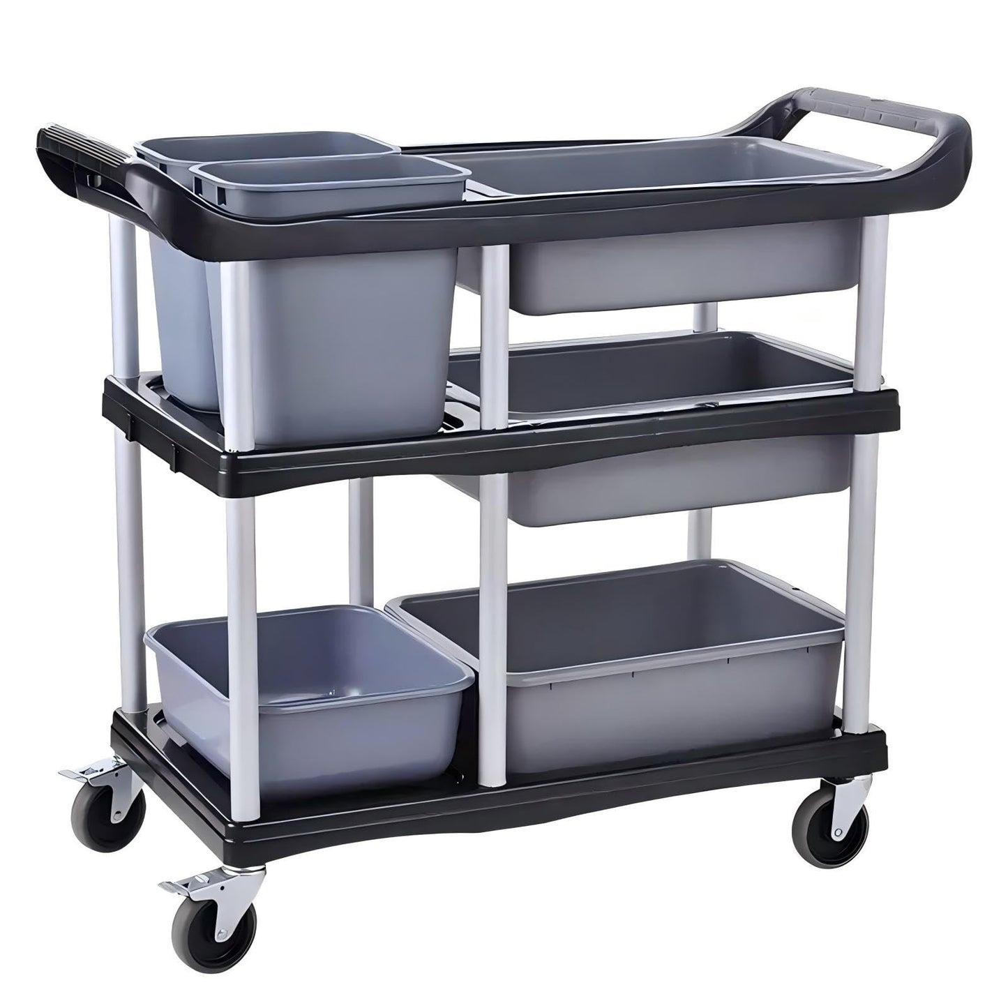 ZQZ-Store 3 Tier Heavy Duty Commercial Grade Utility Cart with Wheels, Storage Cart Multi-Function Mobile Shelving Unit Organizer for Hotel, Restaurant, Kitchen, Bedroom, Laundry Room