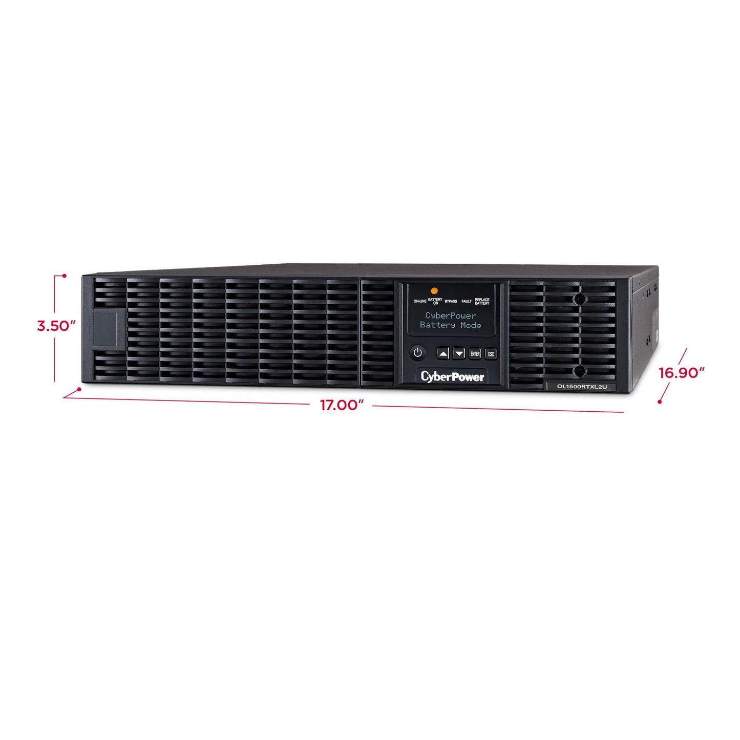 CyberPower OL1500RTXL2U Smart App Online UPS System, 1500VA/1350W, 8 Outlets, 2U Rack/Tower