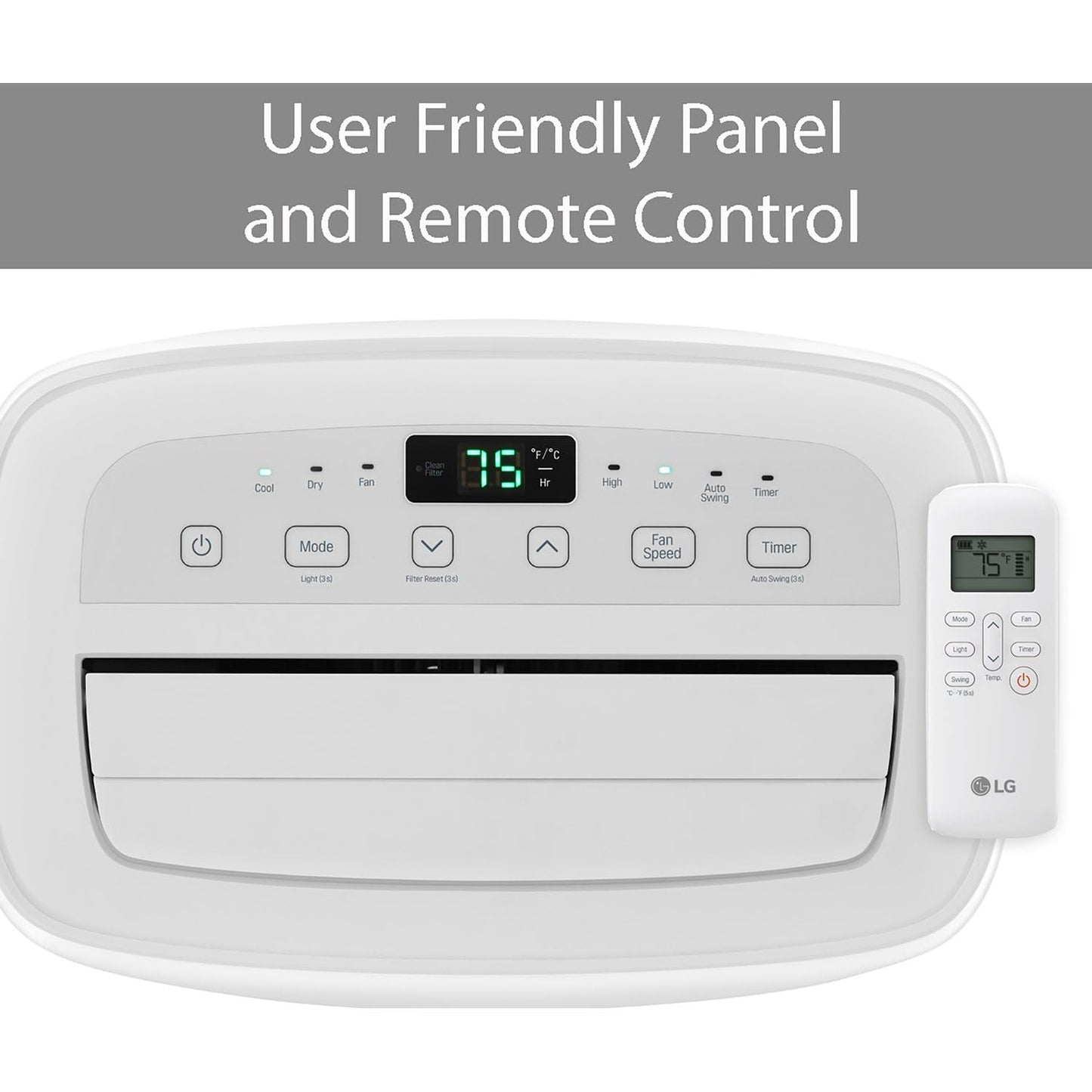 LG 6,000 BTU DOE 8,000 BTU ASHRAE Portable Air Conditioner, 115V, Cools 250 Sq.Ft. (10' x 25' Room Size), Quiet Operation, LCD Remote Control, and Window Installation Kit, White