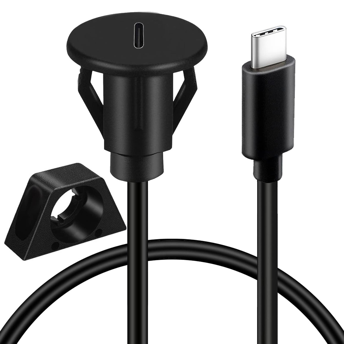 3/4" 3.1 3.1 3ft BATIGE Round Hole Small Type C Car Flush Mount Cable USB C Panel Mount Male to Female Extension Cable