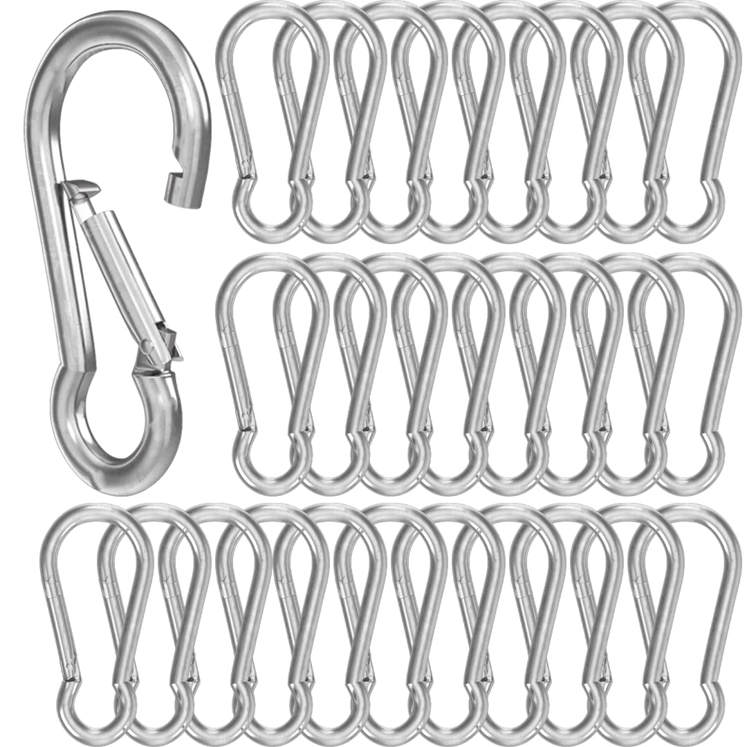 BoxerTool Heavy Duty Spring Snap Hooks 4Inch, 3/8" 20 Pack - Multipurpose Carabiner Clips for Swing, Large Steel Chain Quick Links Safety Buckle Connector for Hammock Fitness Gym Outdoor Boating