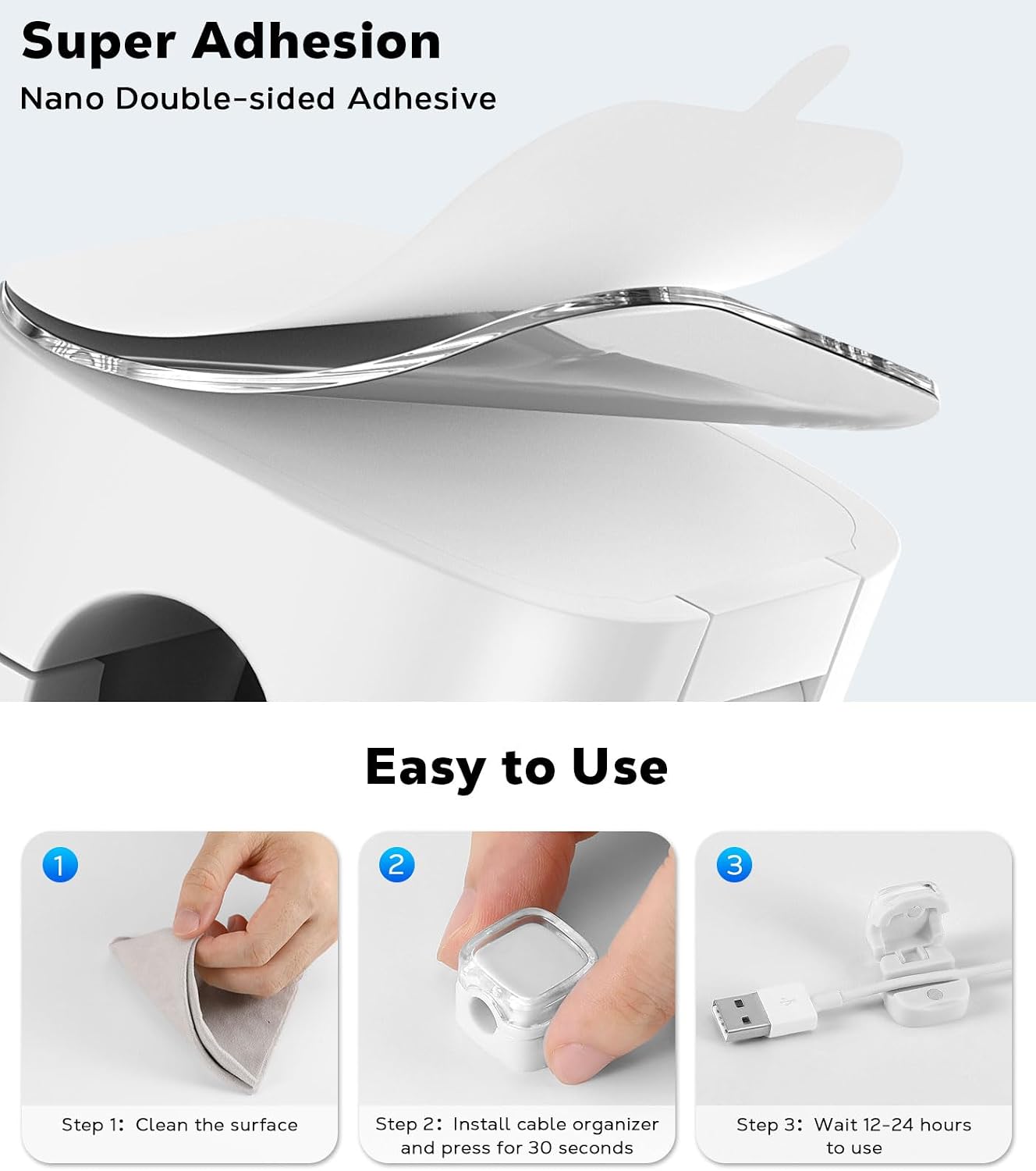 MoKo 6 Pack Magnetic Cable Clips, Under Desk Cable Management, Adhesive Magnetic Cord Holder, Magnetic Cord Organizer