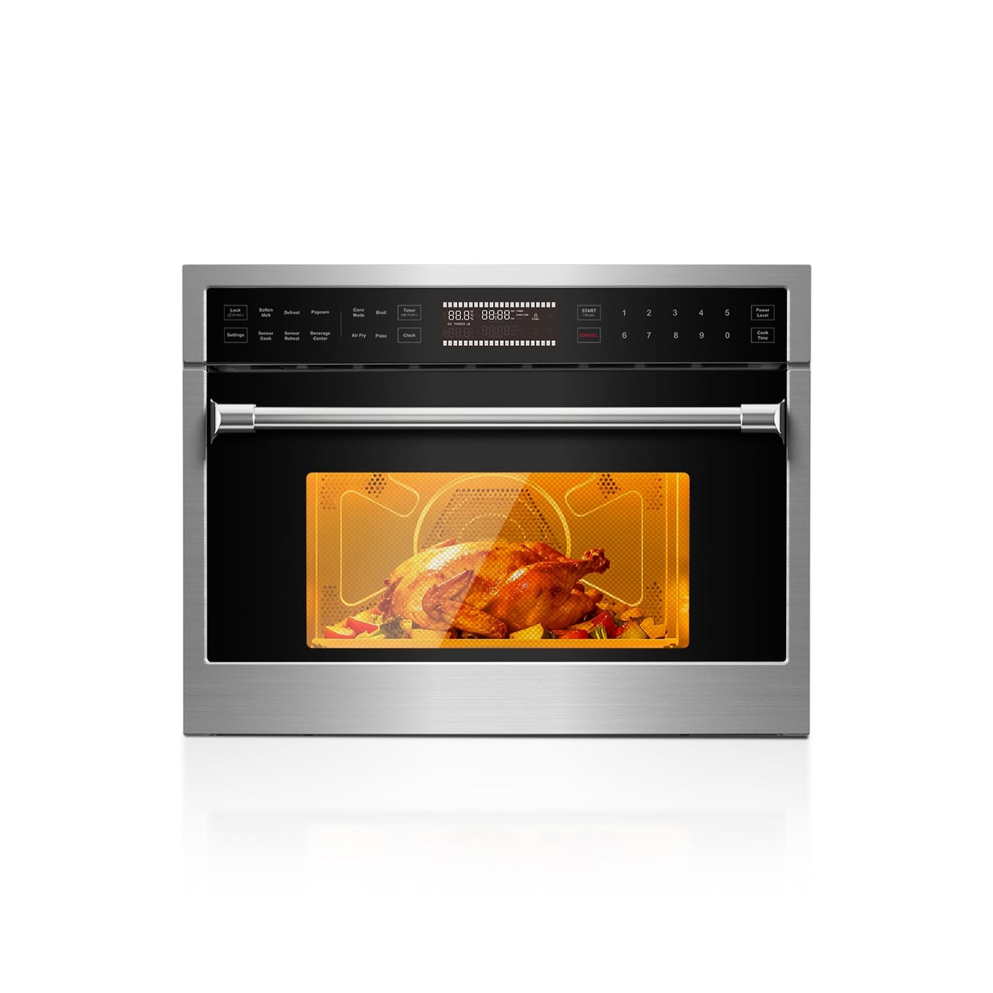 AAOBOSI 24 Inch Built in Microwave Oven,1.6 Cu.Ft Wall Microwave Convection Ovens Air Fryer Combos, 1000Watt Power Sensor&Auto Cook, 10 Cooking Modes, Drop Down Door,Stainless Steel