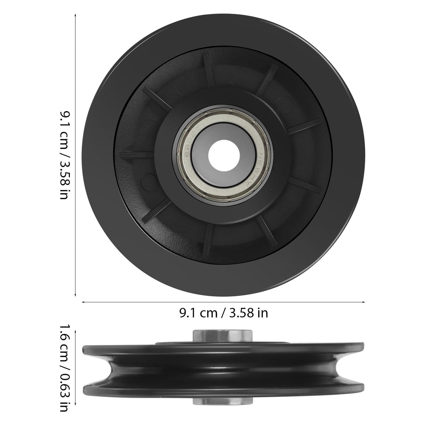 Mipcase 2 Pack Fitness Pulley Wheels 3.58 Inch Nylon Bearing Replacement for Gym Cable Pulley System Heavy Duty Smooth Exercise Equipment Parts