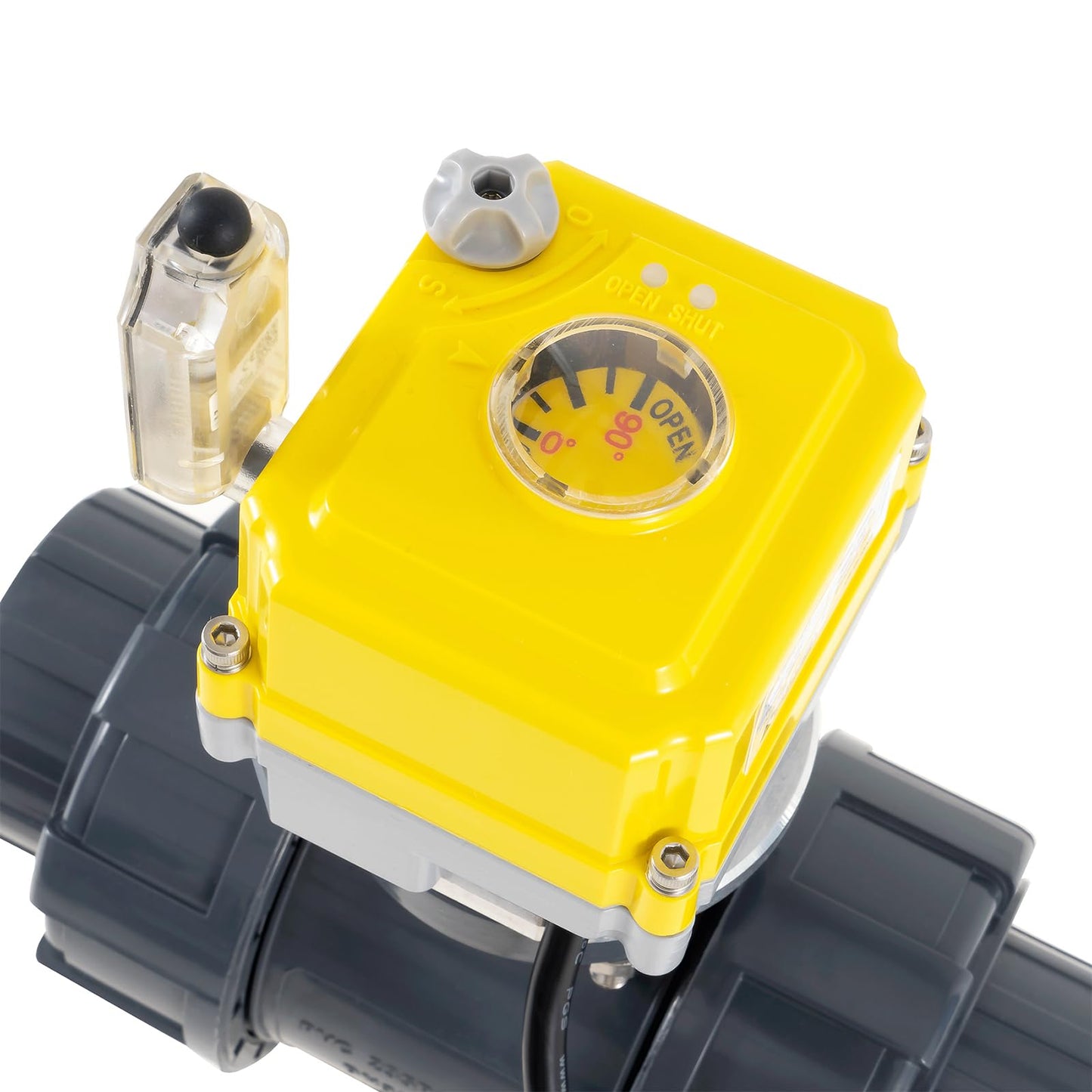 Smart electric valve, TUYA-WIFI-APP control, 1.5-inch PVC electric ball valve full bore, 2-wire automatic reset, normally closed, DC24V actuator/AC110V-230V power adapter, suitable for water systems