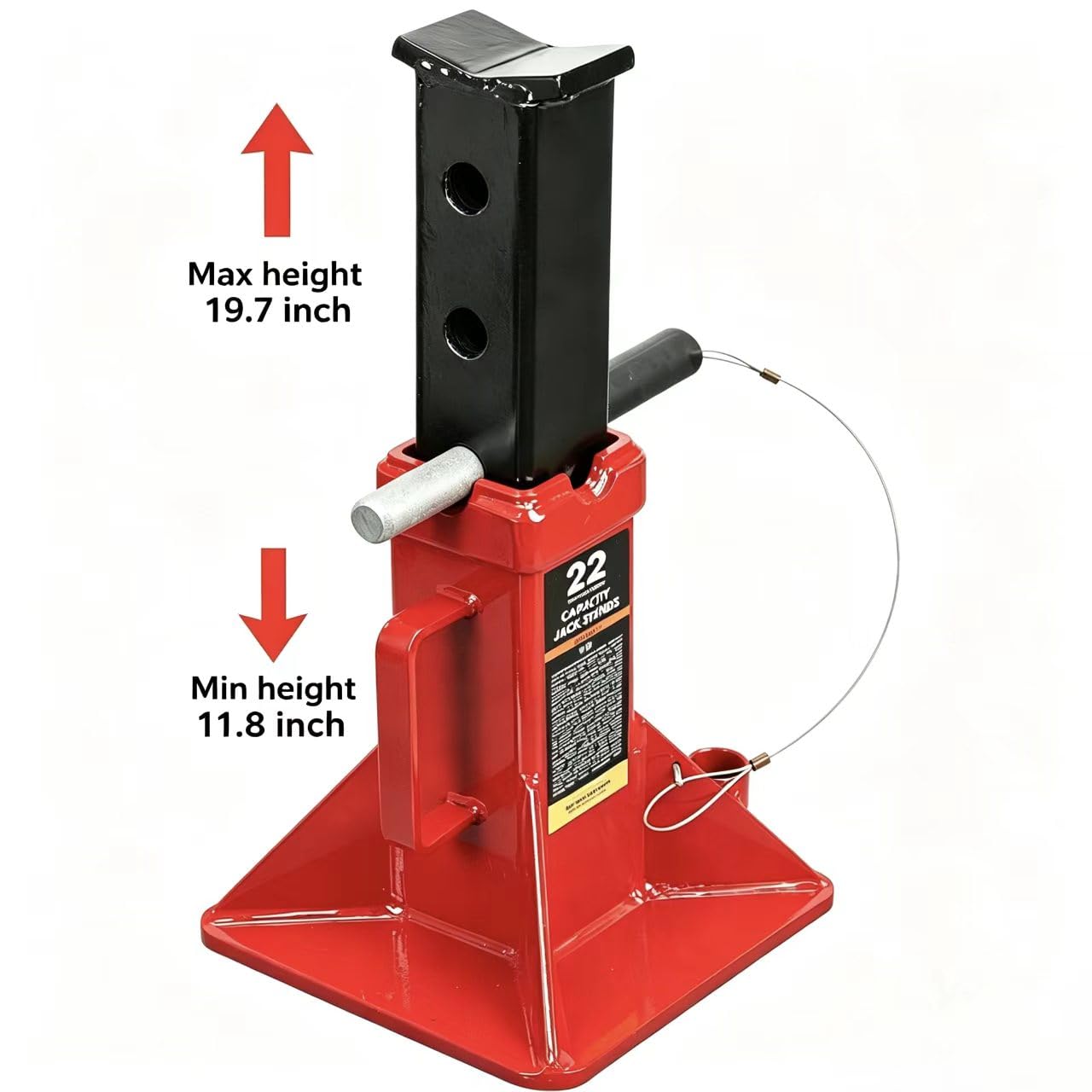 Big RED 22 Ton Car Jack Stands, Heavy Duty Pin Type Professional Car Jack Stand with Lock, Fit for Supporting Trucks, Trailers and Equipment, Red, 1 Pair