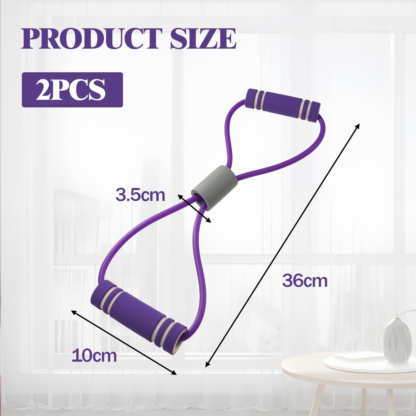 2 Pcs Resistance Band with Handles,Figure 8 Resistance Band,Suitable for Full Body Exercise, Strength Training,Flexibility, Exercise Elastic Rope,Suitable for Home,Gym (Purple)