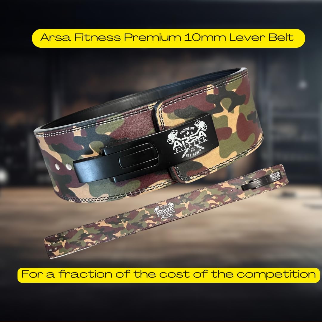 Arsa Fitness 10MM Competition Weightlifting Lever Belt for Men & Women, Powerlifting, Bodybuilding, & Strength Training - Camoflage Series (Brown Camo, X-Large)