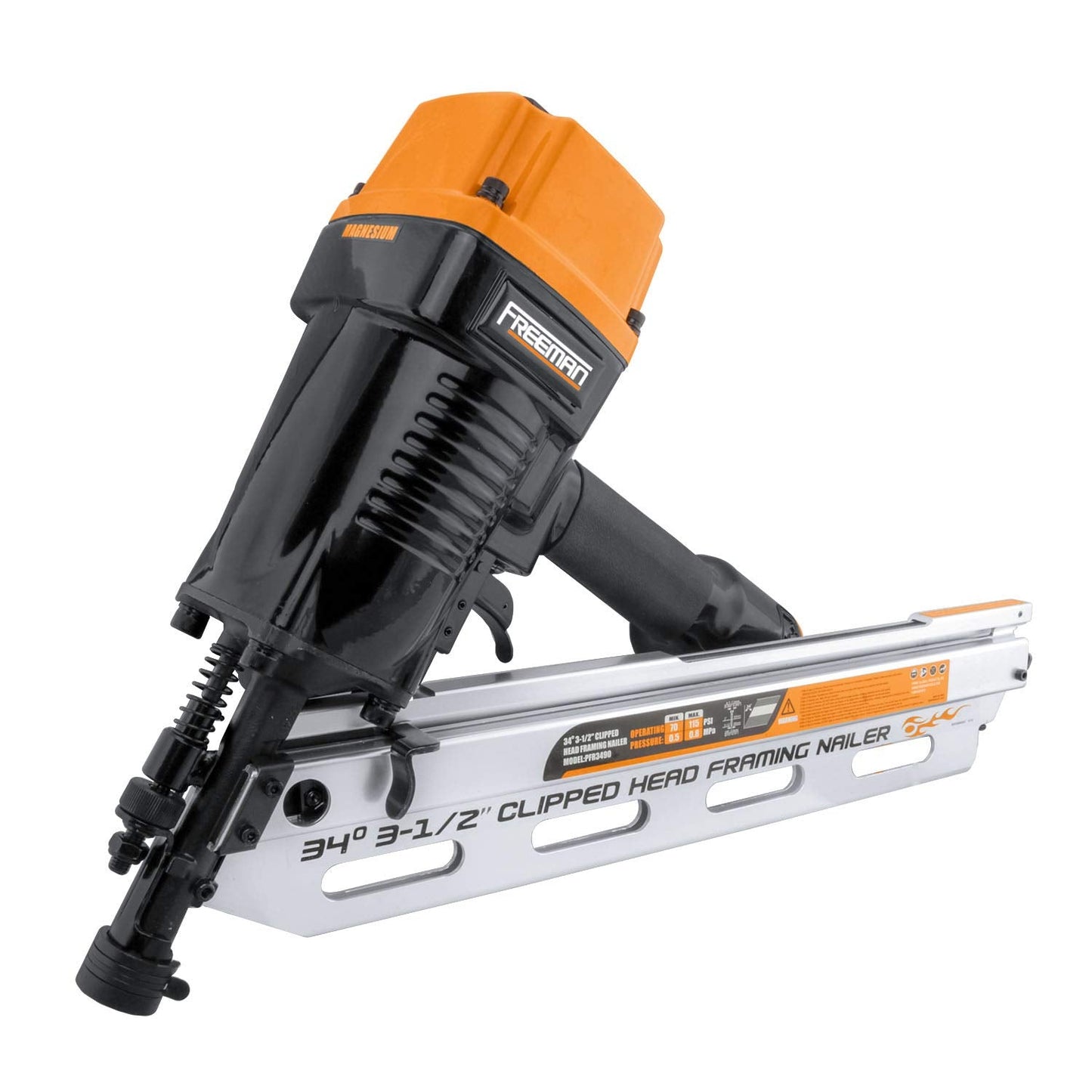 Freeman PFR3490 Pneumatic 34 Degree 3-1/2" Framing Nailer with Belt Hook