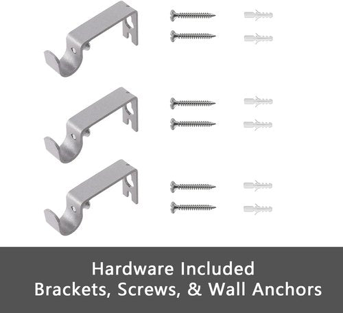 GXOACKJ Decorative Curtain Rods - Heavy Duty Metal, 48-84 Inch, Silver Finish with Brackets