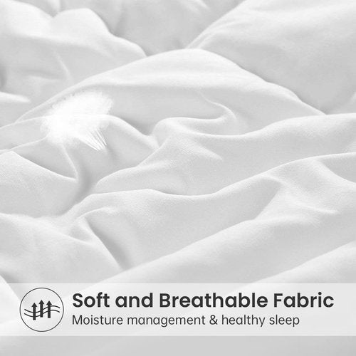 EASELAND Down Alternative Comforter Queen Size - Quilted Duvet Insert for All Seasons, Soft Cozy with Corner Tabs, Summer Winter Warm Bedding, Pure White 88×88