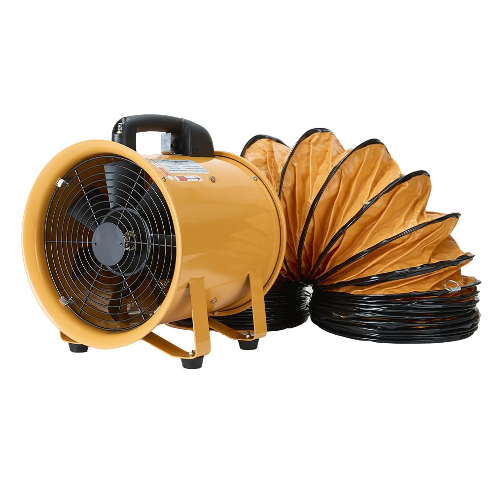 ONNAO 10 Inch Utility Blower Fan 3300RPM Ventilator 2580m3/h High Velocity Portable Industrial Extractor With 25 ft Flexible Duct Hose