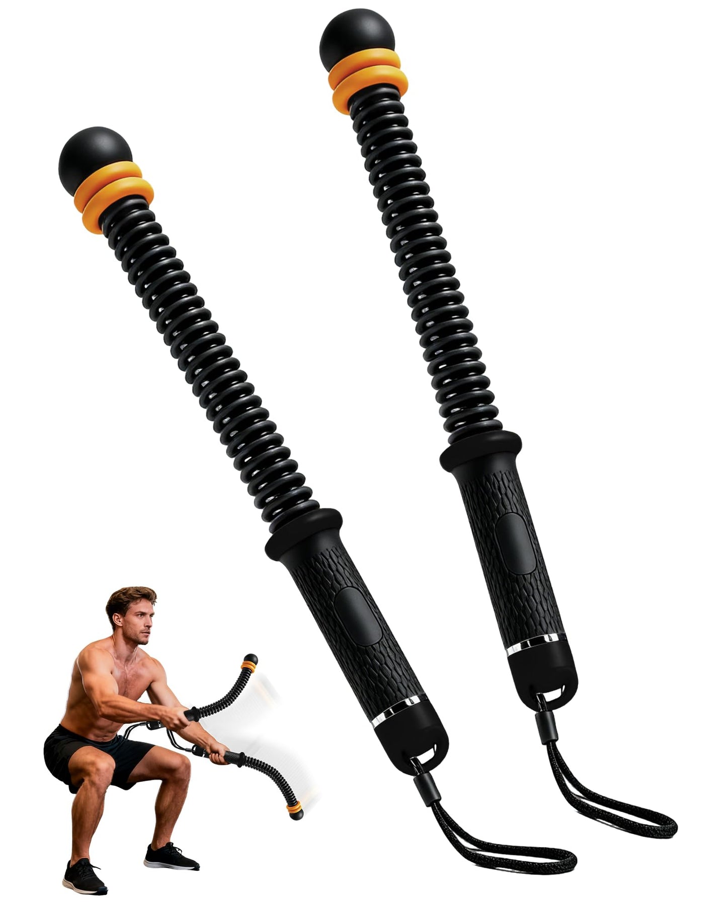 Ropeless Battle Ropes- Adjustable Portable Low-Impact Workout Equipment for Home Gym, Fitness Equipment for HIIT, Cardio & Muscle Training, Fat Burning for Men, Women & Fitness Enthusiasts (Black)