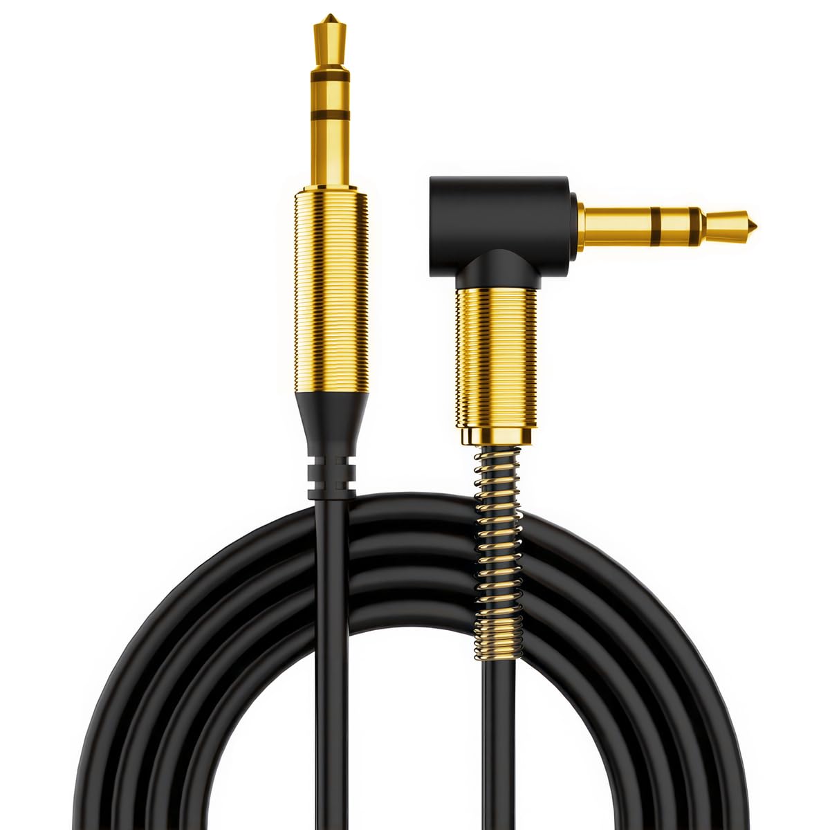 ULTRICS 9.8ft/3M, 3.5mm MP3 Aux Cord Right Angle Gold Plated Audio Cable, Hi-Fi Sound Male to Male Aux Cable Home Car