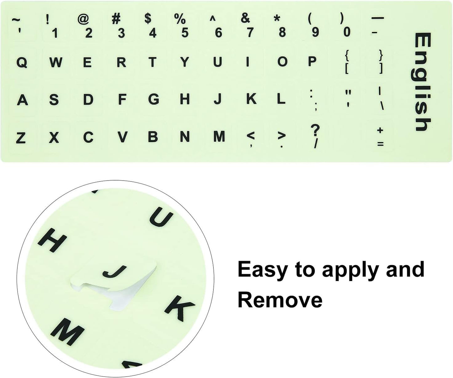 CaseBuy 2PCS Pack Universal English Keyboard Stickers Glow in The Dark, Keyboard Letters Stickers for Computer Laptop