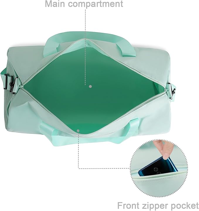 Small Gym Bag Duffel Bag for Women Men Fitness Sports Bag Workout Adjustable Detachable Shoulder Strap Lightweight Carry on Travel Duffle Bag (Green, 19" / Medium / 24L)