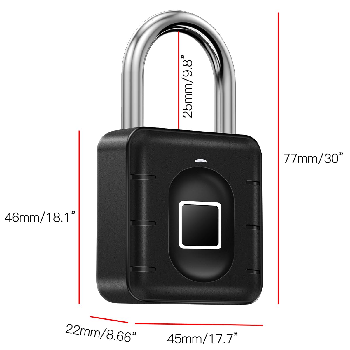 Fingerprint Padlock,AICase Bluetooth Thumbprint Lock,Support USB Charging IP67 Waterproof Smart Anti-Theft Keyless Lock Suitable for House Door,Wardrobes, Gym, Backpack, Luggage Suitcase, Bike, Office