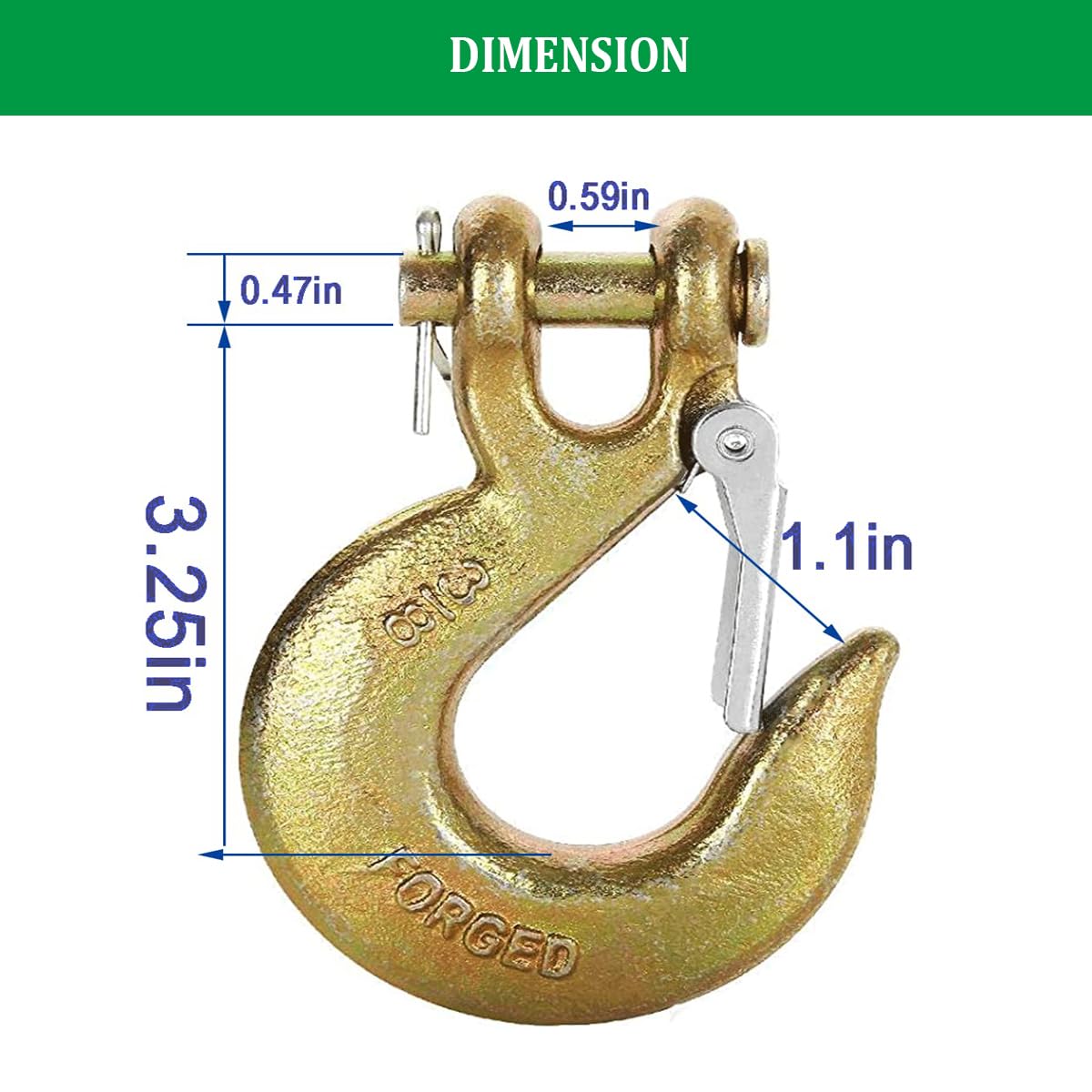 Ailengy 2 Pack Slip Hook, Heavy Duty Safety Latch Hook 3/8'', G70 Forged Steel 18,000 Lbs Capacity Tow Chain Clevis Grab Hook Working with Towing and Chain for Trailer Truck Transport Tow Chain Hook