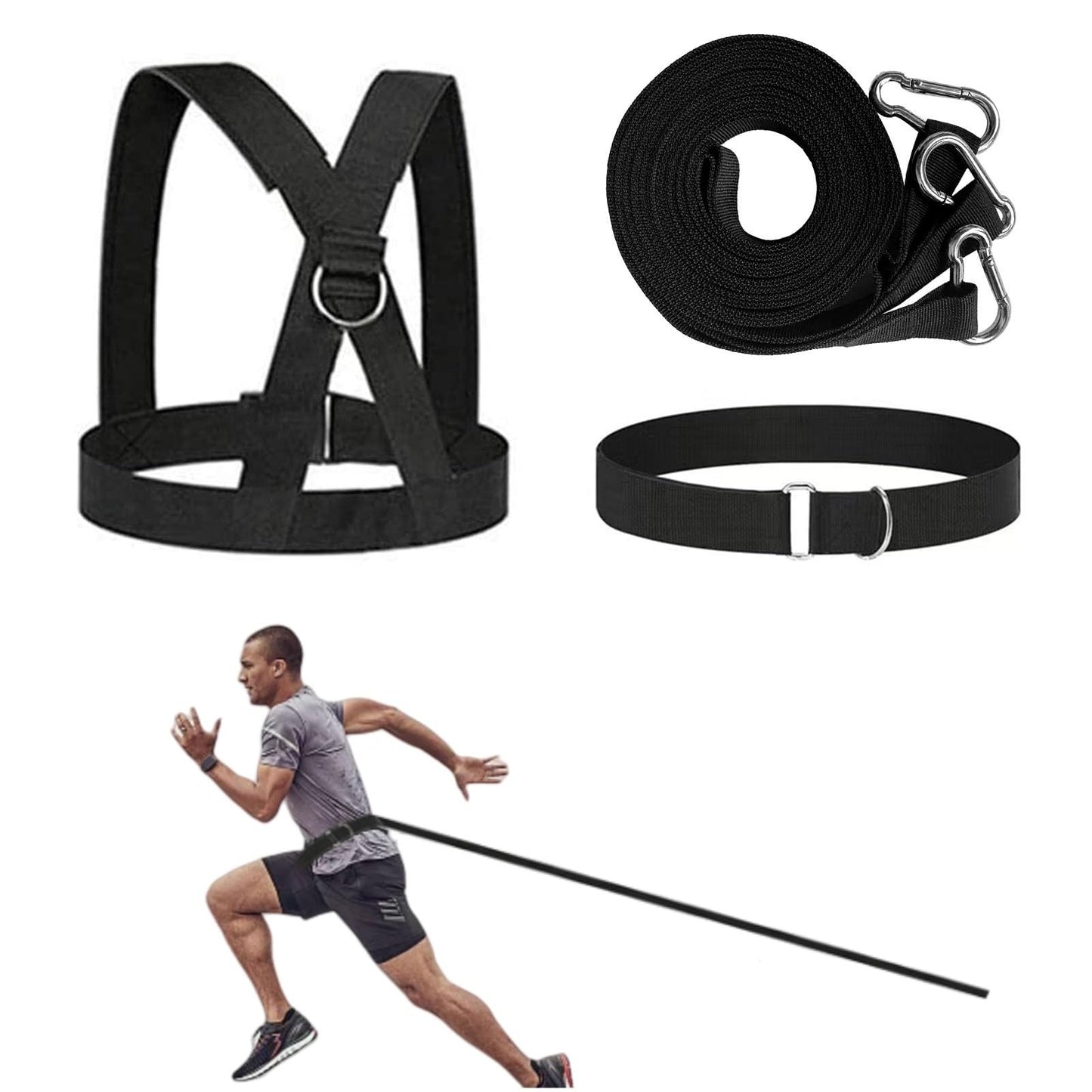 OYINDIZ Sled Workout Equipment, Harness Set for Training Outdoor, Tire Pulling Fitness Resistance Full Body Physical Exercise Football Men and Women