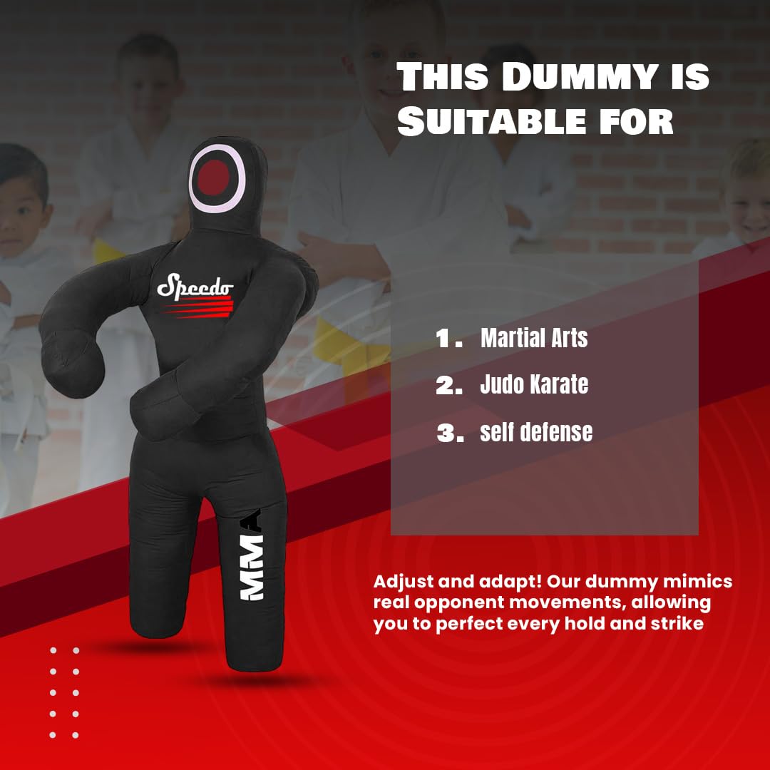 Kids Grappling Dummy – Unfilled Wrestling, Jiu Jitsu & MMA Training Partner for Kids - Durable Canvas - UNFILLED (Black, 100 CM)