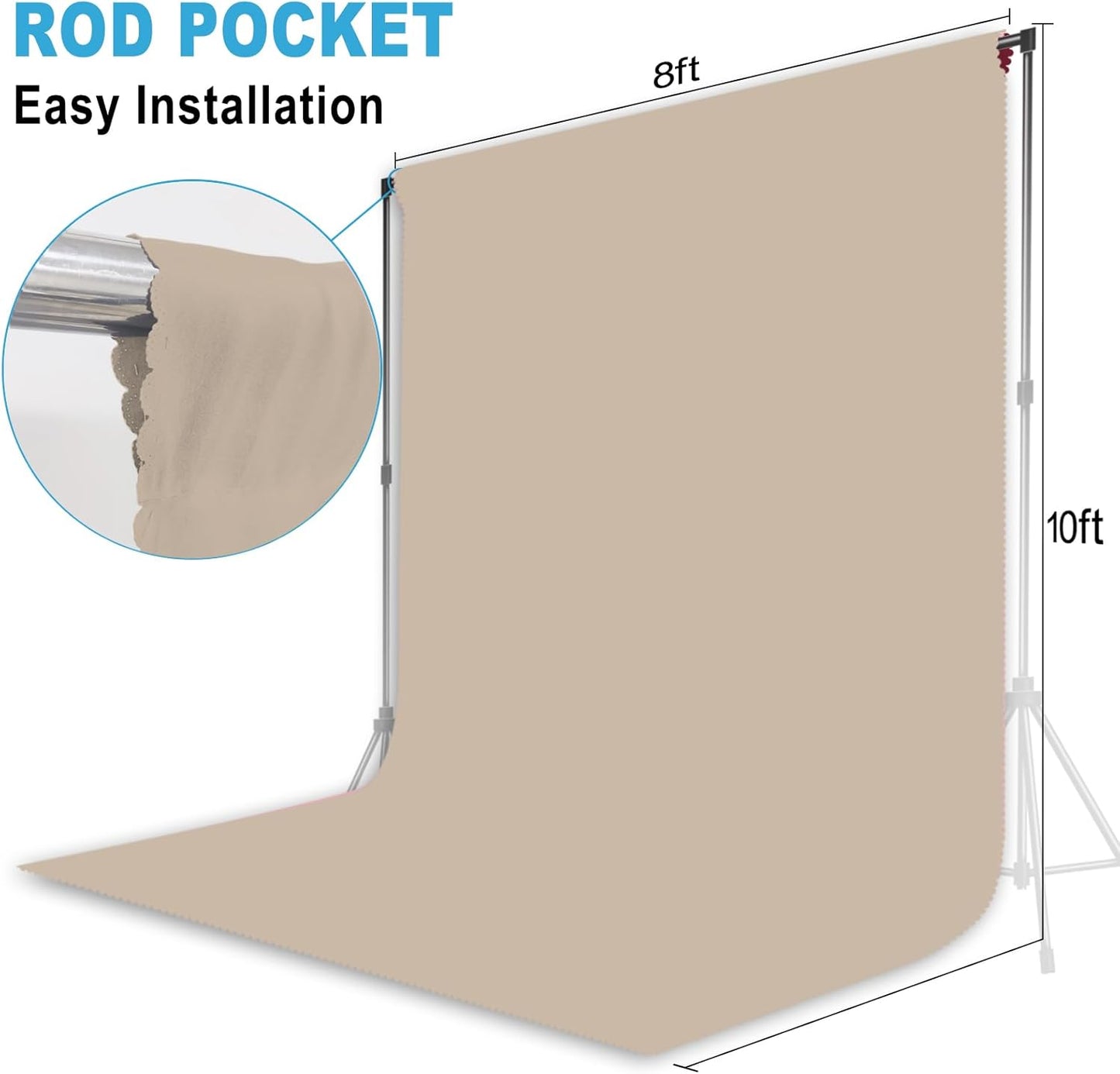 LYLYCTY 8X10 Beige Backdrop for Photoshoot, Professional Photo Backdrop Background Curtain for Product Photography