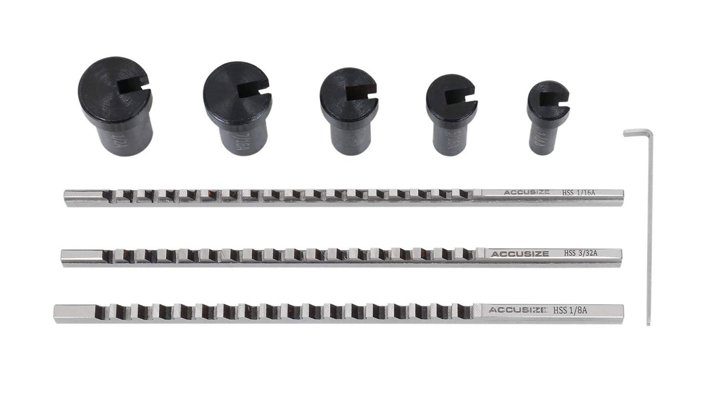 Accusize Industrial Tools No.00 Hss Keyway Broach Precision Sets in Fitted Wooden Box, 5100-0001
