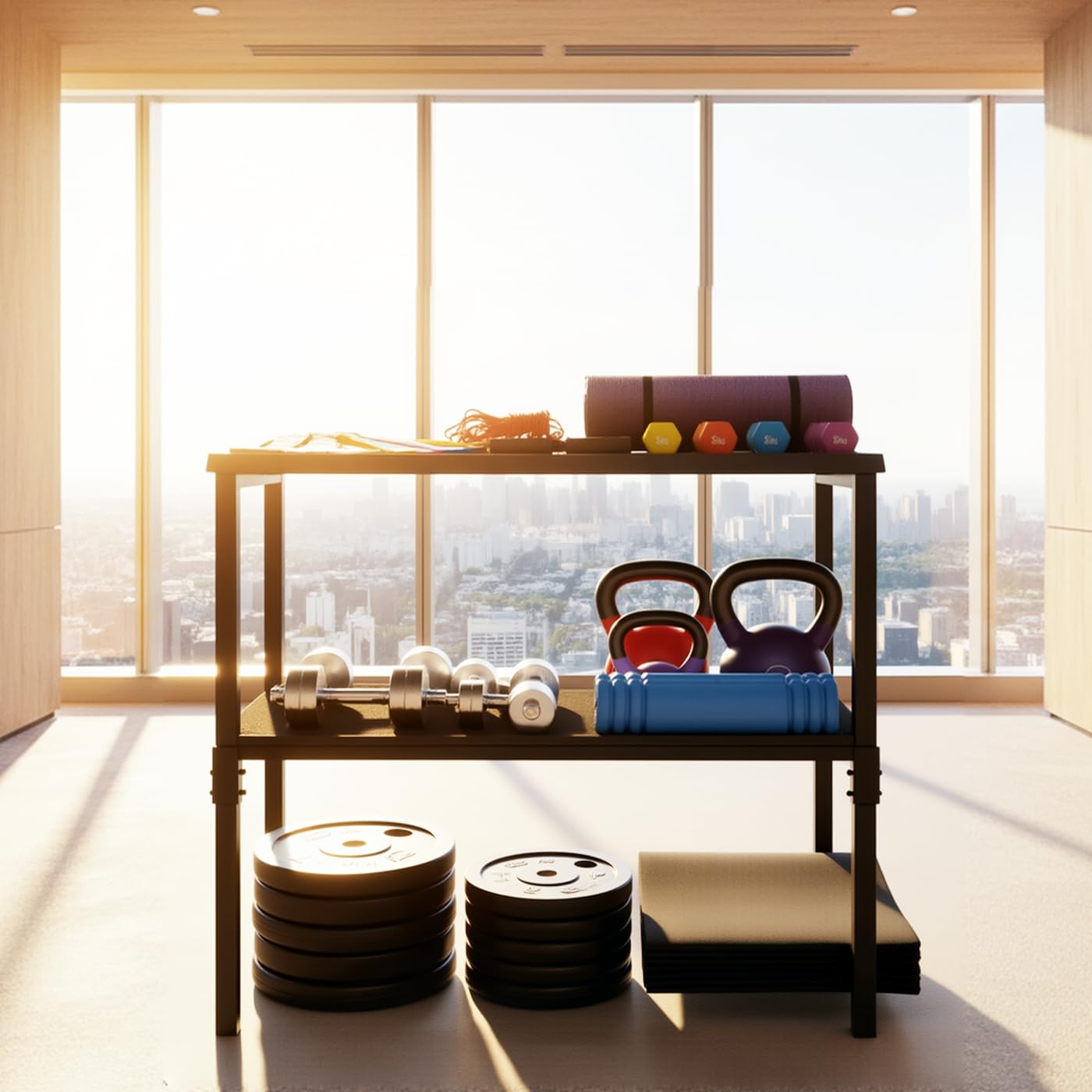 Commercial Heavy Duty Adjustable Dumbbell Stand & Kettlebell Stand, Adjustable Dumbbell Weight Rack, Kettlebell Storage Rack, Weight Rack for Garage/Home Gym/Commercial with Non-Slip Base, Anti-Tip Safety & Space-Saving Design, Weight Capacity 500/600/800