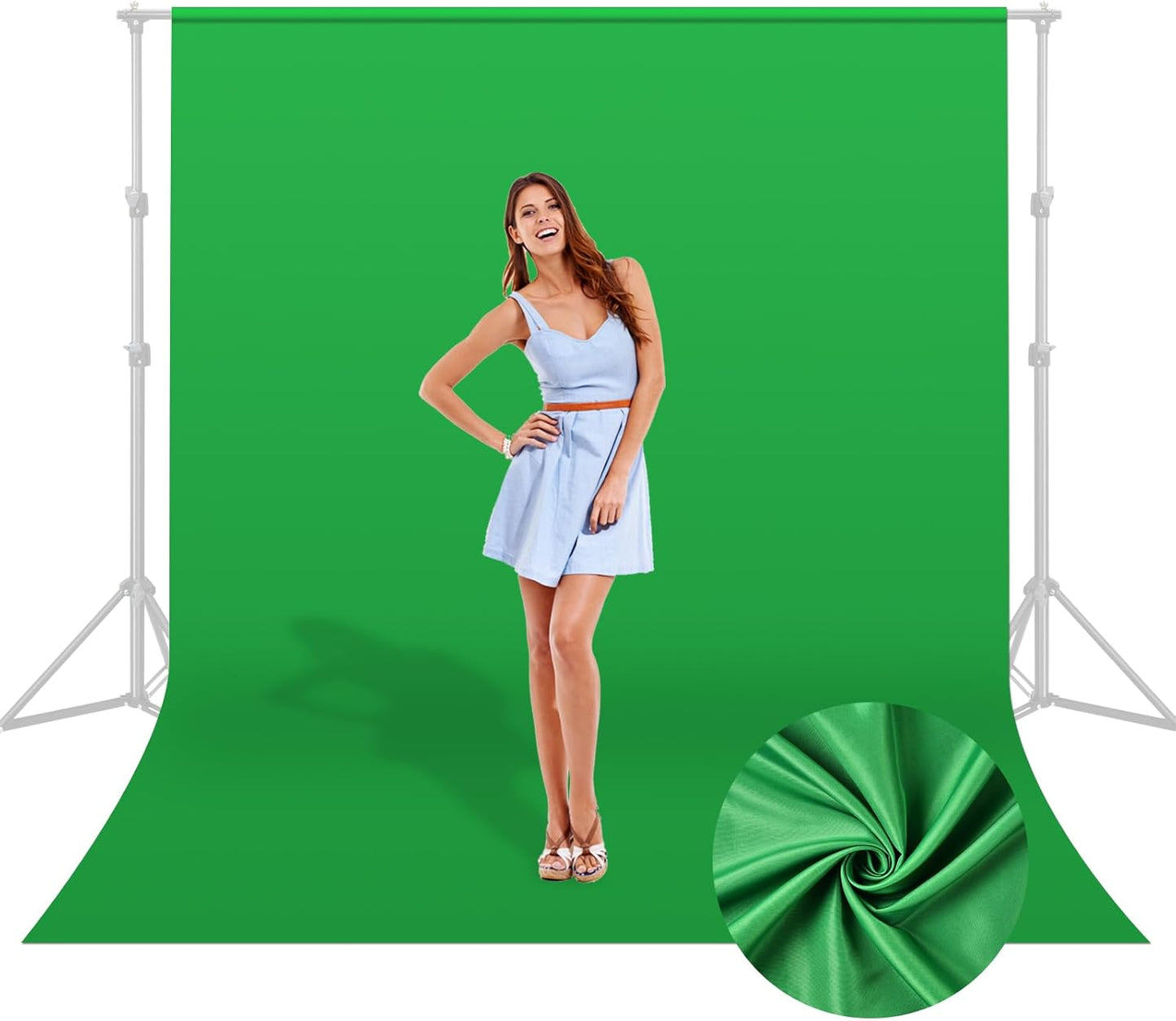 UTEBIT 5x6.5ft Green Screen Backdrop, Photography Backdrop Chroma Key Small Greenscreen Sheet Background for Streaming