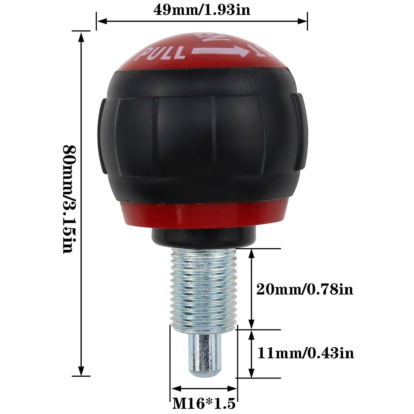 AYLIFU 2 PCS M16 Pop Pull Pin Knob Spherical Fitness Pop Pull Pin Knob Pull Pin Spring Knob Replacement Part for Fitness Equipment Bicycle Equipment Red