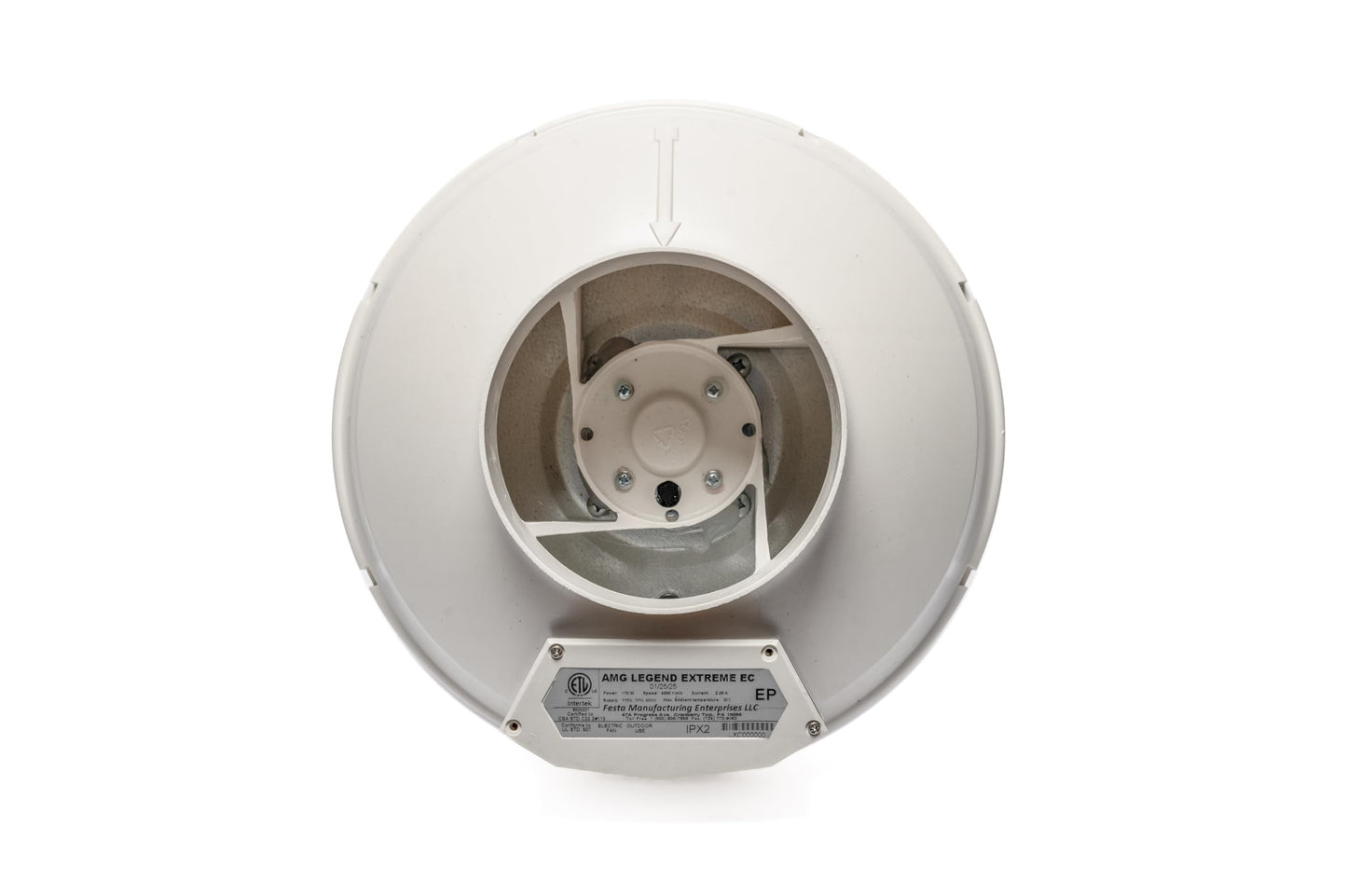 Festa AMG Legend Extreme EC Radon Fan - Quiet and Energy Efficient 571 CFM Radon Mitigation System Inline Fan - 6" Electric Waterproof Inline Duct - Sturdy Glass Reinforced Poly-Resin White