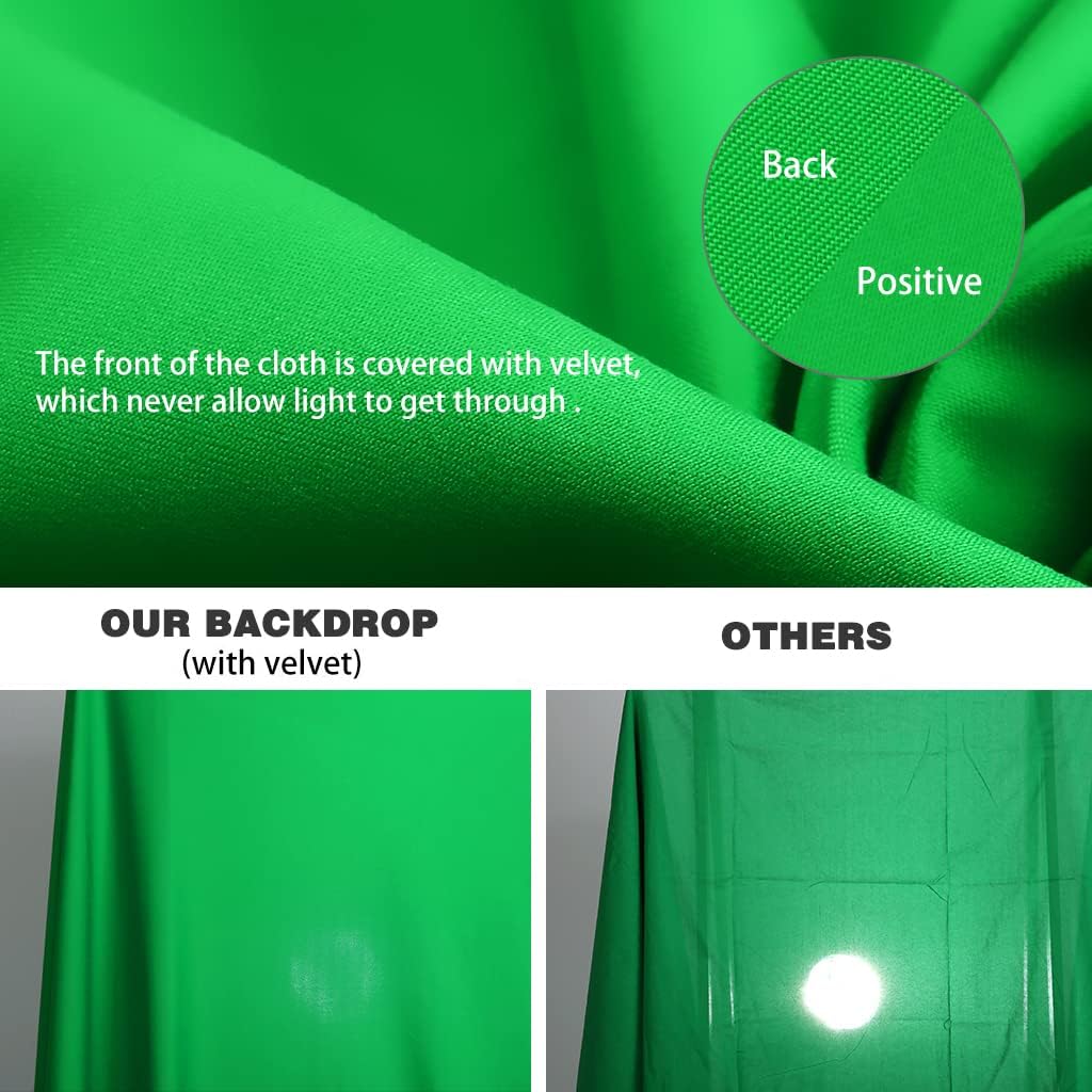 LCUIRC 10X12ft Green Screen Backdrop for Photography, Chromakey Polyester Collapsible Greenscreen Background