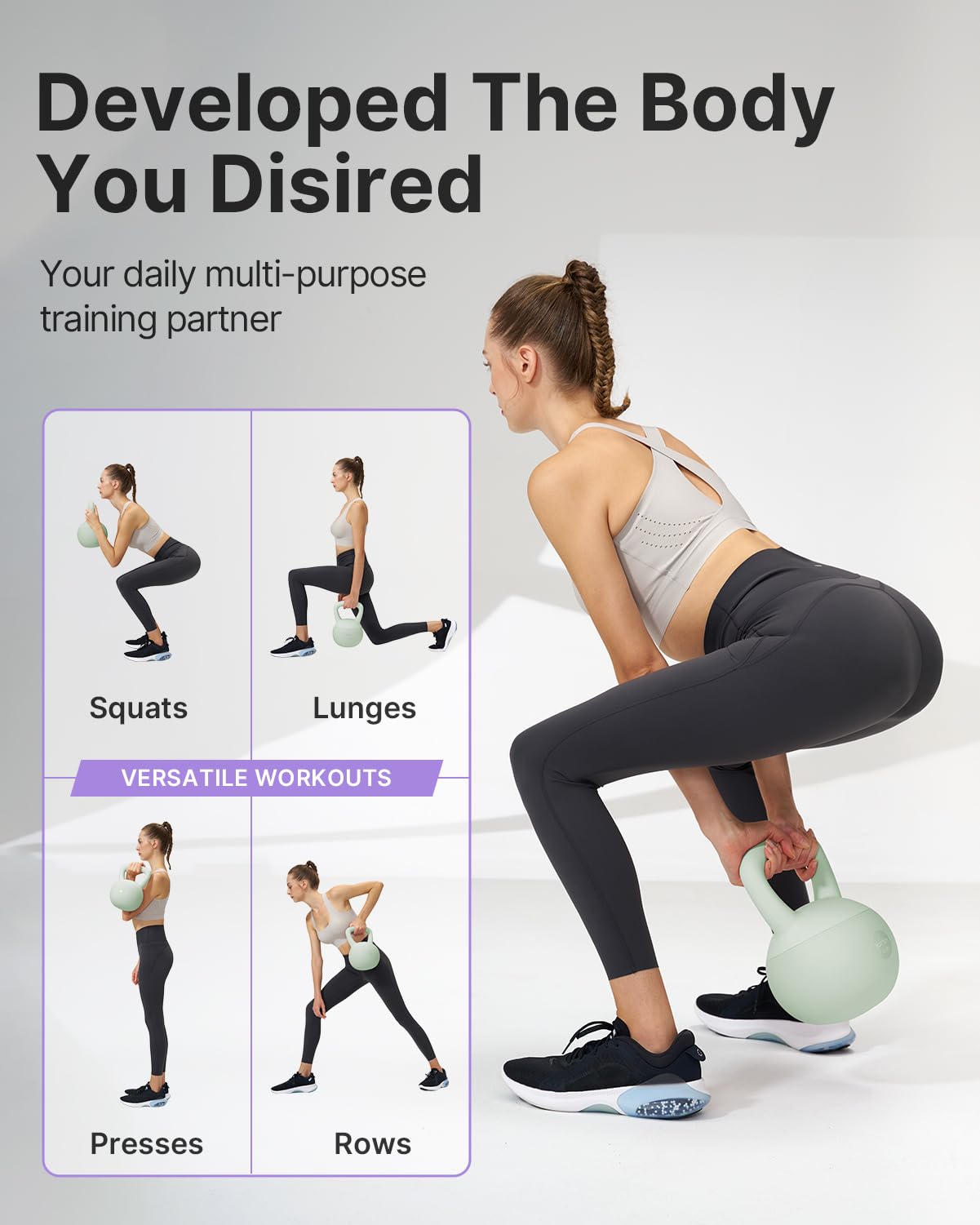 YOTTOY Soft Kettlebell,Kettlebell Anti-Slip Grip Weight for Home Workouts, Kettlebells Set Strength and Safety Guaranteed (Green, 15 LB)