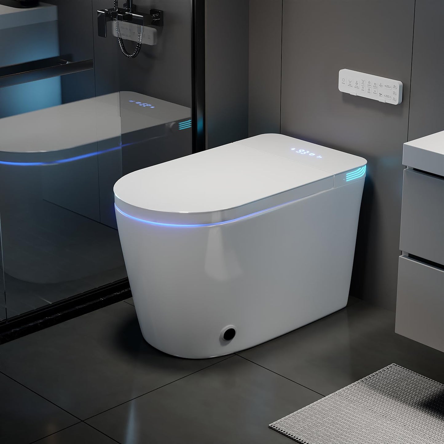 TOTTE Smart Toilet with Bidet Built-in, Auto Open/Close Lid, Auto Power 1000g MaP Flush, 1.28 GPF, One Piece Elongated Toilet with Instant Warm Water & Warm Air Dryer, Built-in Aroma