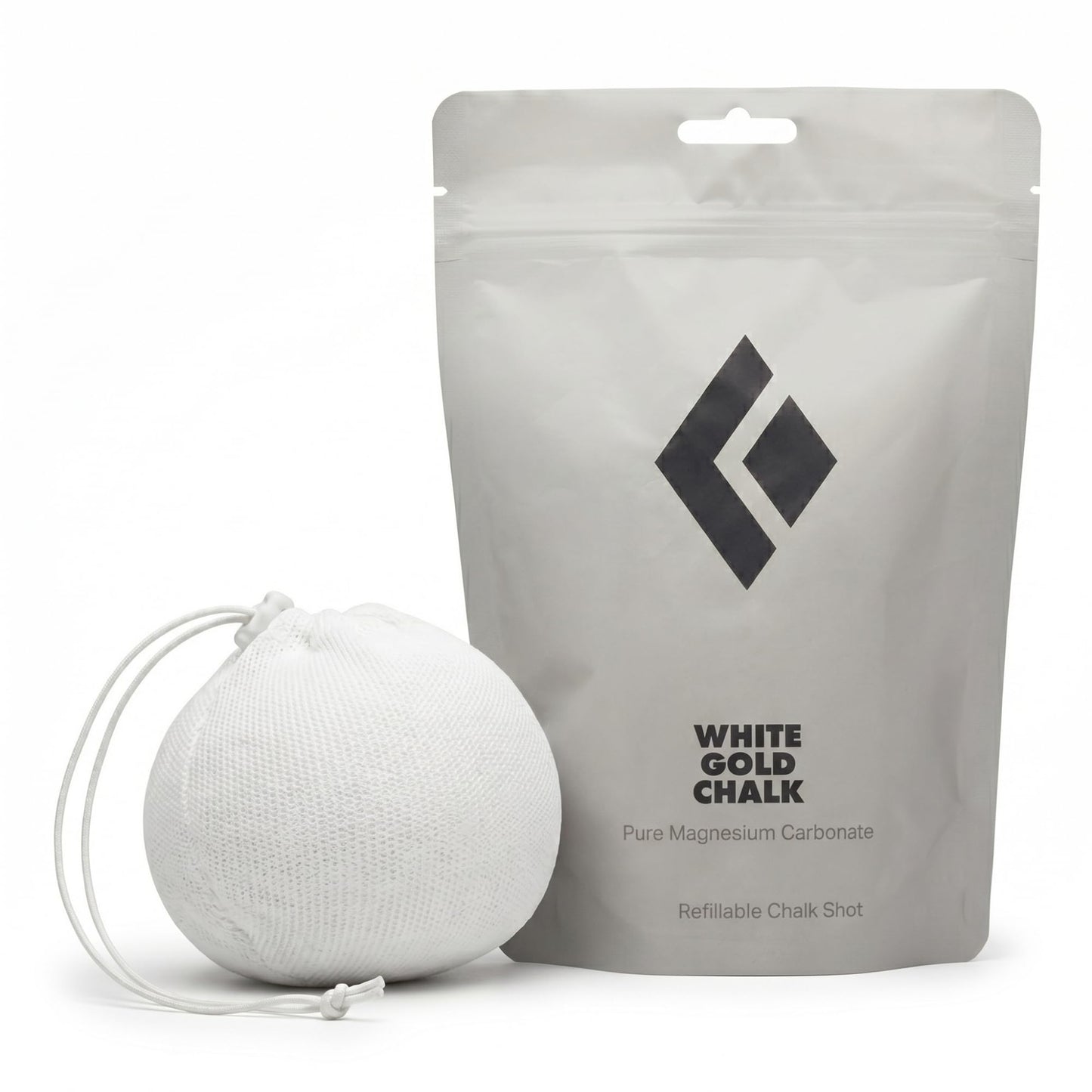 BLACK DIAMOND White Gold Refillable Chalk Shot | Reusable Mesh Chalk Ball | Controlled Chalk Dispersion | Indoor & Outdoor Rock Climbing