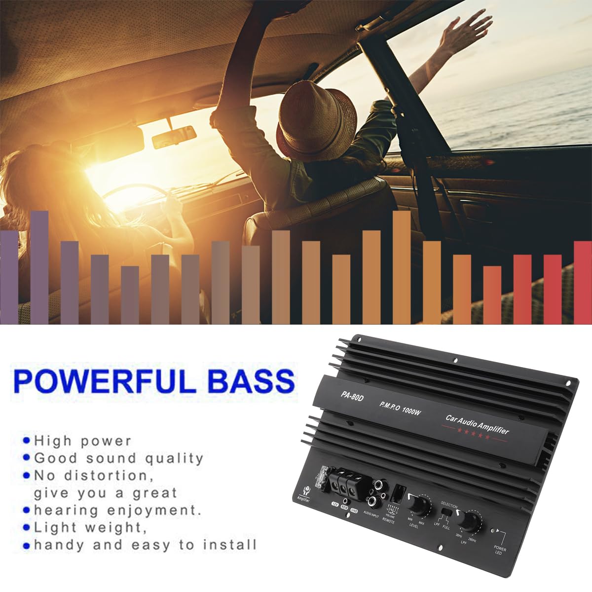 DriSentri 1000W 12V Car Amp Board, Car Audio Amplifier Board, High Power Amplifier Amp Board Powerful Bass Sub woofer