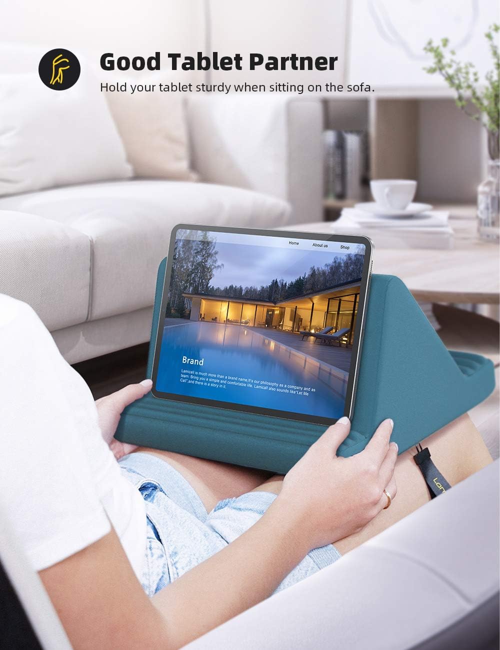 Lamicall 6 9.7, 10.5, 11, 12.9 4 3, Tablet Pillow Stand, Pillow Soft Pad for Lap - Tablet Holder Dock for Bed