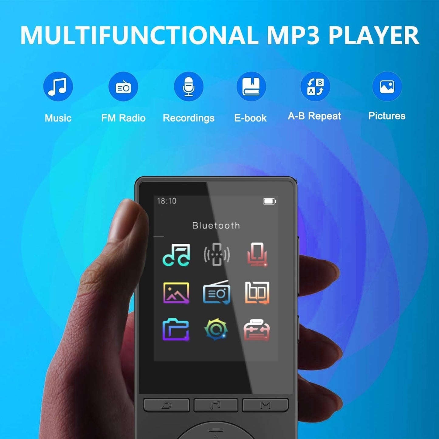Aiandcc 64GB MP3 5.3, 2.4" MP3 128GB, Player with Bluetooth Music Player with HiFi Sound for Sports Runners, Screen