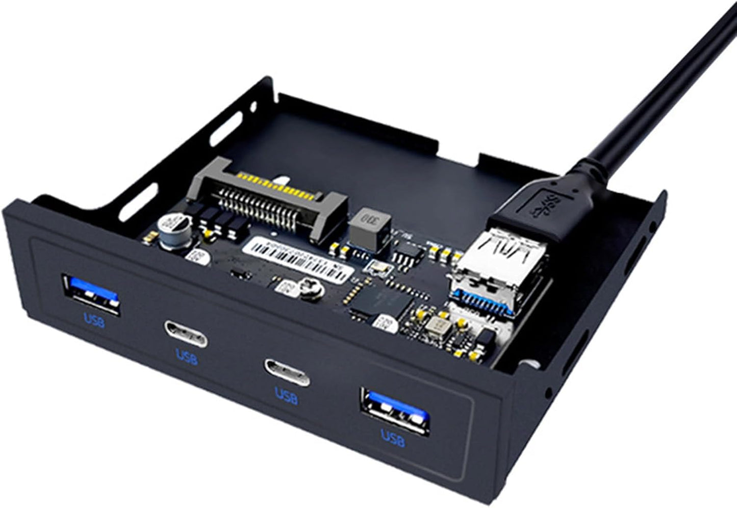 MEIBAOGE USB3.2 3.5" 4 USB3.0, USB3.2, Multiports Front Panel USB Expansion Adapter for Desktops, Soft Drives Bay, USB