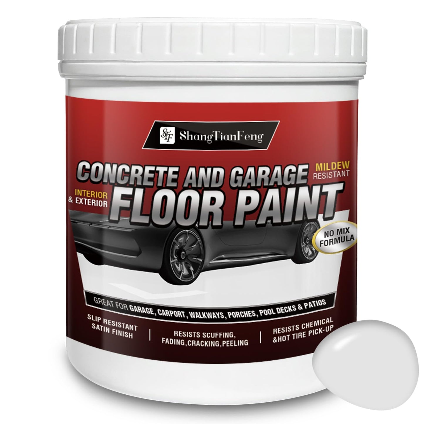 5 Gallon Professional Floor Paint Kit ( White, 800-1000 sq.ft) - Acrylic Concrete Coating for Garages & Indoor and outdoor floors and walls | Single Component Formula | Ready-to-Use | Low VOC|Anti Slip