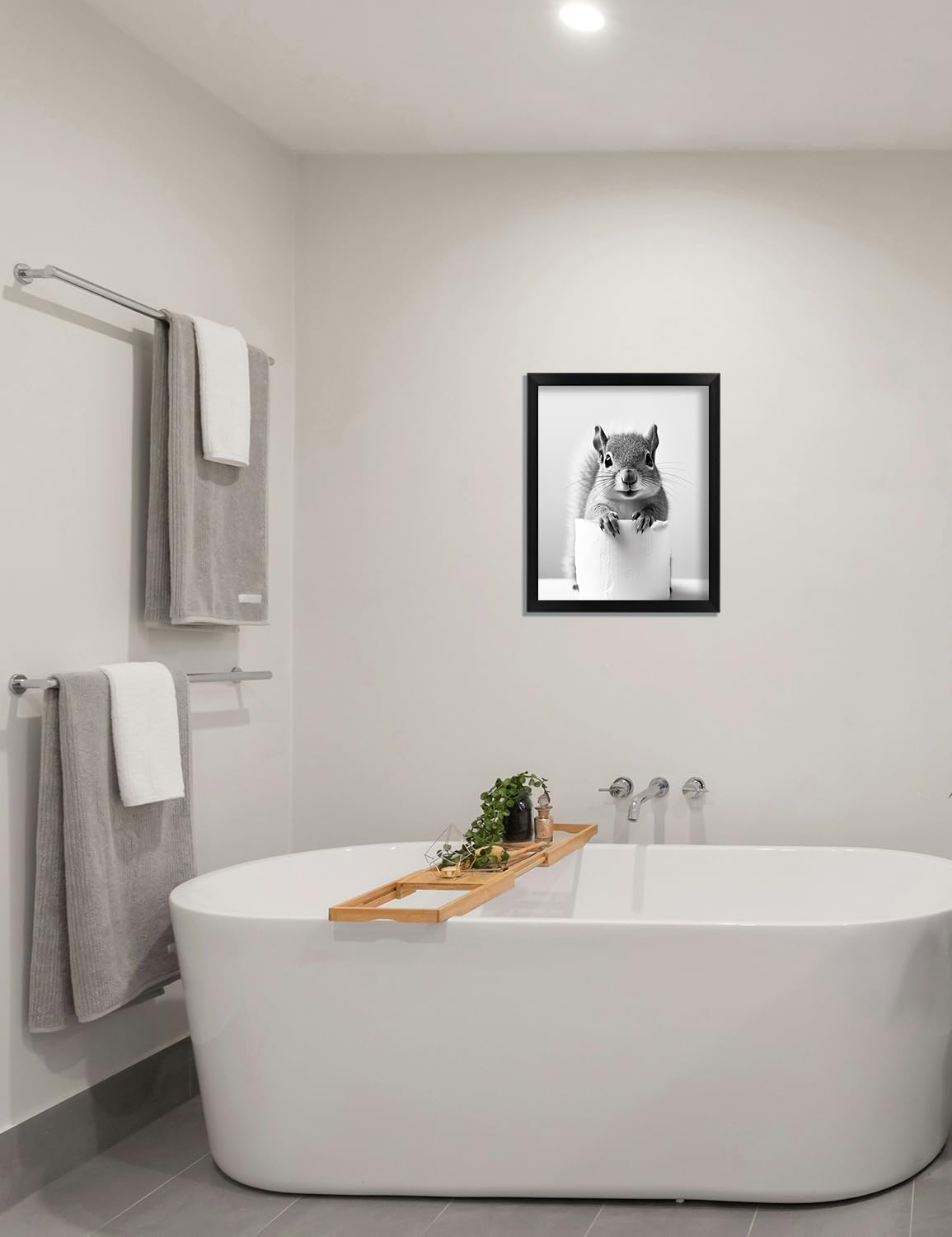 Regine Switzerland Funny Bathroom Art | Aesthetic Black and White Framed Wall Decor